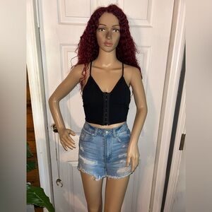 Intimately Free People Hook and Eye Closure Black Bralette Size SMALL